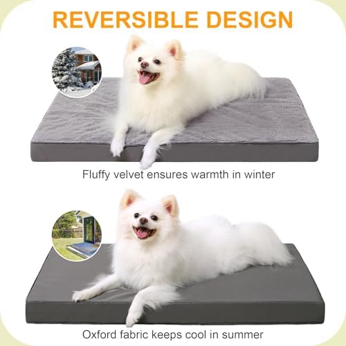 KSIIA Orthopedic Dog Bed for Medium Dogs with Waterproof, Dark Grey, 29x18