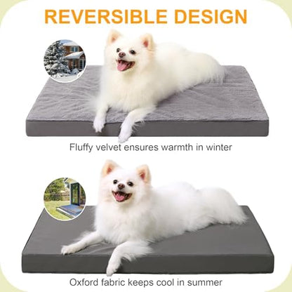KSIIA Orthopedic Dog Bed for Medium Dogs with Waterproof, Dark Grey, 29x18