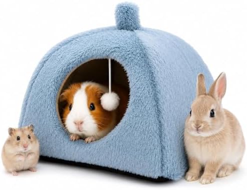 Guinea Pig Bed House Cozy Cave for Hamsters,Hedgehogs,Small Rabbits (Blue)