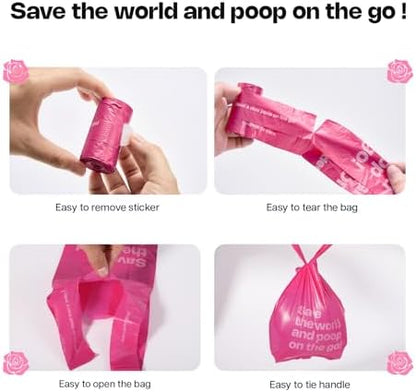 Deo Doo Dog Poop Bags with Handles, 720 Bags, 2 Dispensers, Rose Scented