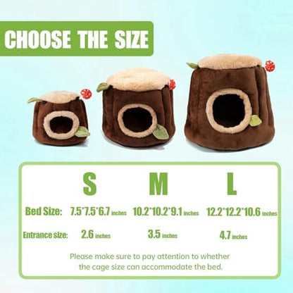 Guinea Pig Hideout Hamster Cage Accessories,Stump Style Soft Washable Hedgehog,Ferret,Rat Hammock for Cage,Chinchilla,Ferret, Bunny Bed,Small Animal Houses & Habitats(L)
