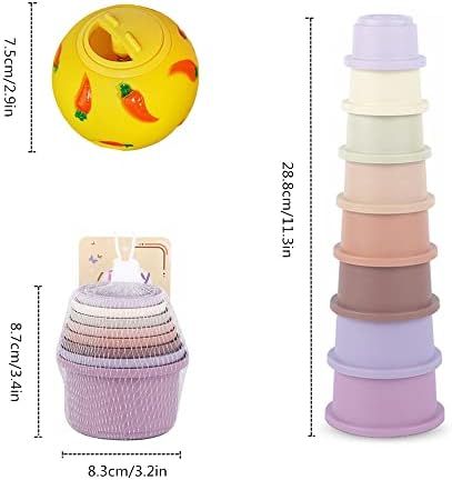 9 PCS Bunny Stacking Cups, Stacking Cups for Rabbits Stack up Bunny Cups Toys Rabbit Food Dispenser for Rabbits Bunny Small Animals