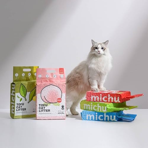 Michu Tofu Cat Litter Natural Clumping Tofu Cat Litter, Fast Clumping and Easily Scoop-able 5.5lb/88oz 5 Scents - Watermelon, 2 Pack