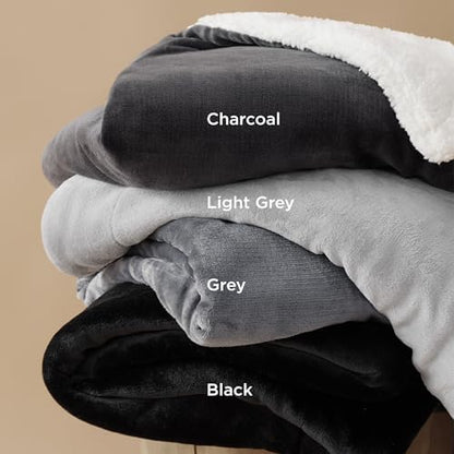 Bedsure GentleSoft Sherpa Fleece Twin Blanket for Couch, Non-Heated, Thick and Warm Throw for Women and Men, Soft Fuzzy Plush Blanket for Winter, Grey, 60x80 Inches