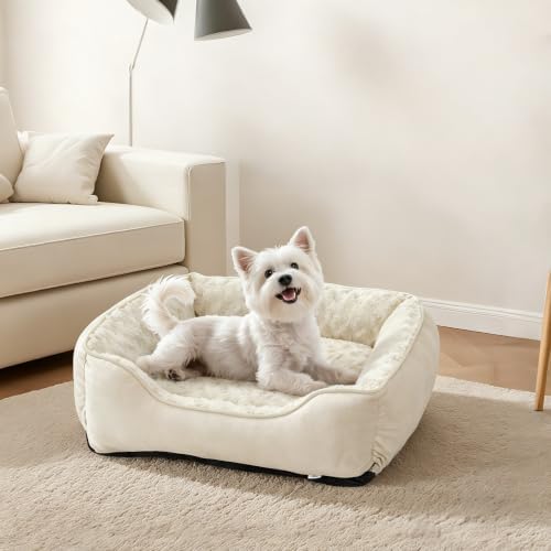 JOEJOY Rectangle Dog Bed for Large Medium Small Dogs - Washable Orthopedic Sofa Bed, Soft Breathable Puppy & Pet Cuddler, Durable Calming Dog Bed with Anti-Slip Bottom, Multiple Sizes, Cream