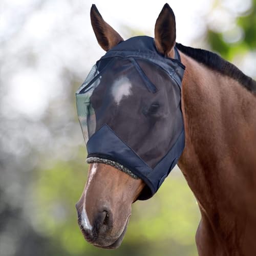 Harrison Howard CareMaster Horse Fly Mask Large Eye Space Standard Black Medium Cob