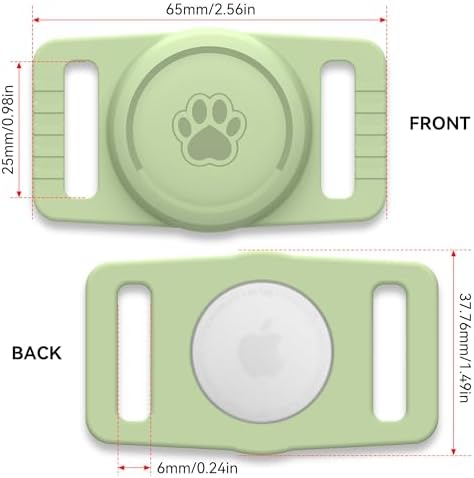 GOCII for Airtag Dog Collar Holder 2 Pack,Waterproof Dog Collar Holder for Apple AirTag(Gen 1 & 2),Silicone Air Tags Case for Dog Collars(Light Green)