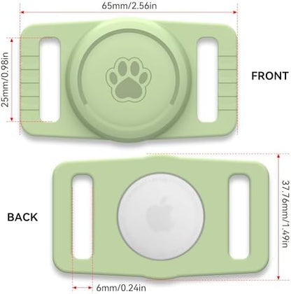 GOCII for Airtag Dog Collar Holder 2 Pack,Waterproof Dog Collar Holder for Apple AirTag(Gen 1 & 2),Silicone Air Tags Case for Dog Collars(Light Green)