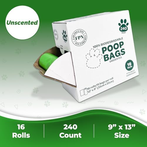 Dog Poop Bags Unscented 16 Rolls 240 Bags | Pet Waste Bags Leak Resistant with Fresh Lavender Scent | Dog Waste Bags Rolls Fit Most Dispensers for Small & Large Dogs