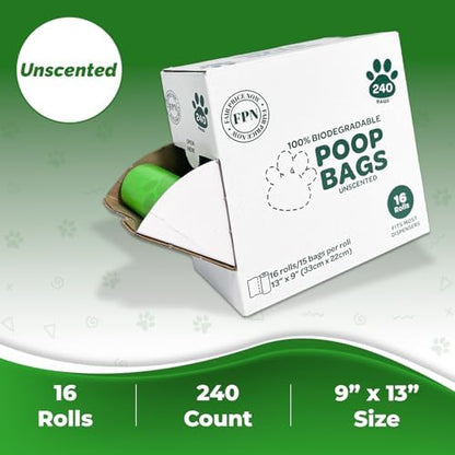 Dog Poop Bags Unscented 16 Rolls 240 Bags | Pet Waste Bags Leak Resistant with Fresh Lavender Scent | Dog Waste Bags Rolls Fit Most Dispensers for Small & Large Dogs