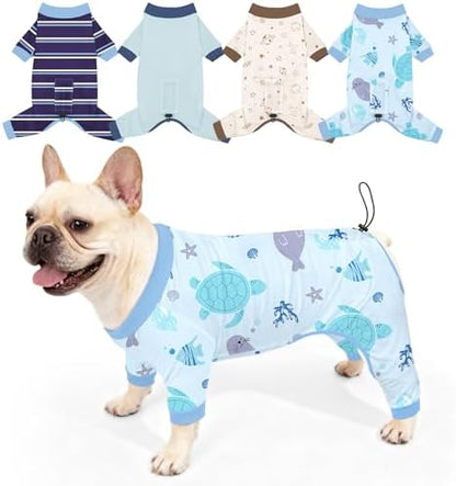 Bienbee Dog Pajamas, 4 Pack Adjustable Onesies for Small to Large Dogs L