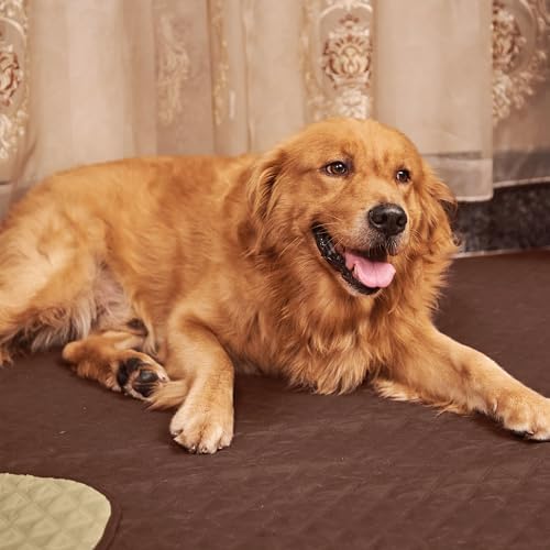 NICETOWN Dog Bed Cover for Pets Blankets Rug Pads for Couch Protection Waterproof Bed Covers Dog Blanket Furniture Protector Reusable Changing Pad, 62 x 82 inch, 1 Panel, Chocolate/Sand
