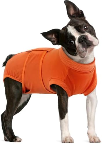 FUAMEY Dog Recovery Suit Male,Dogs Surgery Neuter Suits Puppy Spay Shirts for Female Protect Dog's Skin Anti Licking Abdominal Wounds Doggie Onesie Pet Bodysuit Alternative to Cone Orange M