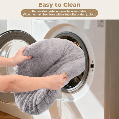 Avont Cat Bed for Indoor Cats, Fluffy Washable with Raised Rim