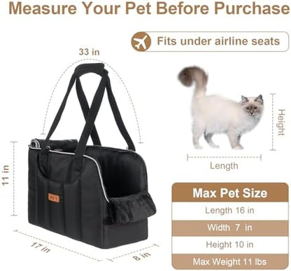 Dog Purse Carrier for Small Dogs Cats Rabbits Up to 12lbs, Lightweight Pet Sling Carriers with Crossbody Strap, Portable Puppy Soft Sided Tote Bag Carrier for Vet,Hiking,Travel Black