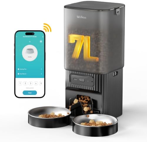 7L Automatic Cat Feeder 2 Cats, 5G WiFi Dog Food Dispenser with APP Control