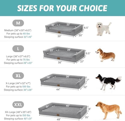 COZY KISS Orthopedic Dog Bed for Extra Large Dogs, U Shaped XXL 48x35 inch
