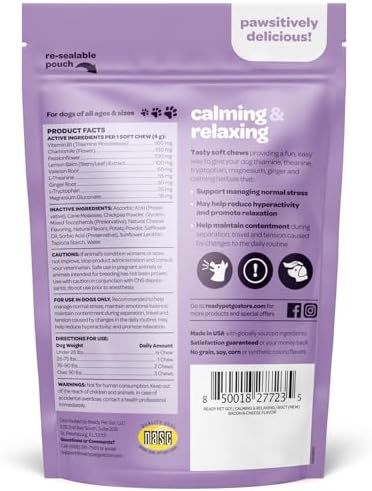 Calming Chews for Dogs | Herbal Dog Calming Chews for Anxiety from Normal and Occasional Stressors Including Separation Storms Grooming & Travel | NASC Certified & Made in the USA | 60 Count