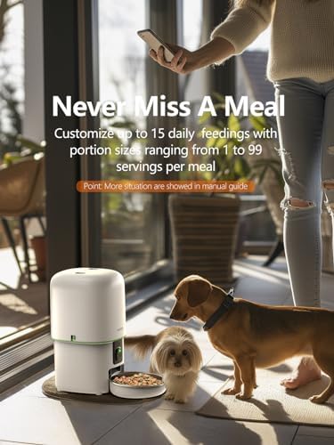 Automatic Cat Feeder with Camera - 5G WiFi Auto Cat Food Dispenser, 1080P HD Video with Night Vision, 1-15 Meals, 1-99 Portions, 2-Way Audio, Keeps Food Fresh, 4L Timed Pet Feeder Also for Dogs
