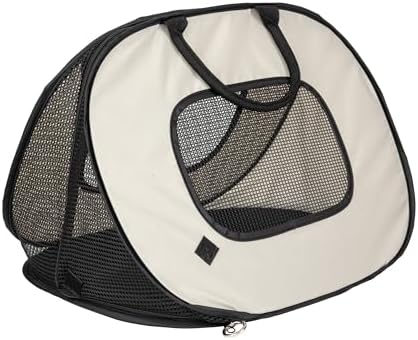 SportPet Designs Pop Open Cat Carrier, Soft-Sided Collapsible Travel Carrier for Cats up to 15 lbs, Lightweight Portable Design with Mesh Ventilation & Secure Zippers, Tan