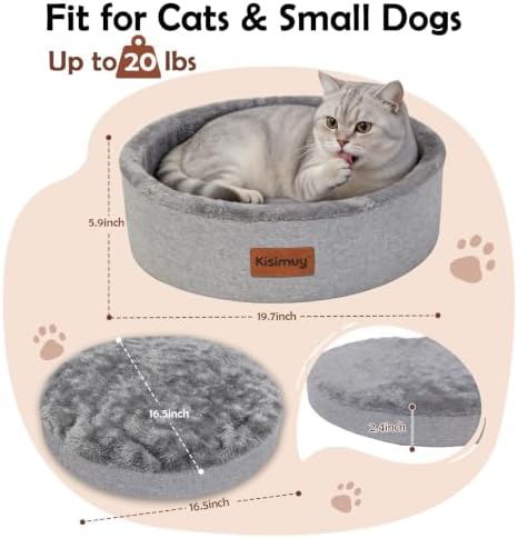 Calming Round Cat & Dog Bed for Kittens, Soft Memory Foam Cat Bed