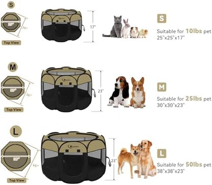 Siedihit Dog Cat Playpen, Medium Puppy Pet Playpen, Dog Crate Tent Cage