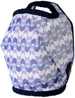Tackmore Horse Fly Mask Without Ears, Breathable Structured Mesh for Horses, Soft Fleece Edging, UV Protection, Printed Turnout Mask for Pasture-Purple Waves XL