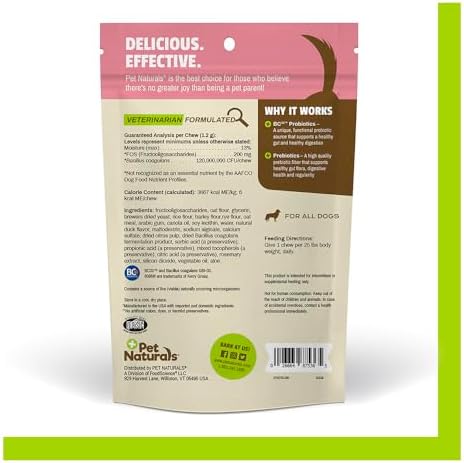 Pet Naturals Daily Probiotic Soft Chews for Dogs, Digestive and Immune Support Supplement, 1 Billion CFU Per Chew, Duck, 60 Count