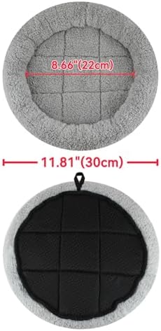 Small Cat Bed Mat with Surrounding Pillow, 11.81" Round Pet Cushion for Cats Puppy Rabbits Curling Sleep, Indoor Furniture/Carrier/Crate Pet Self Warming Pad, Washable, Small