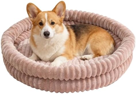 Pet Bed for Medium Dogs and Cats, 28" Cute Donut Cat Bed, Pink