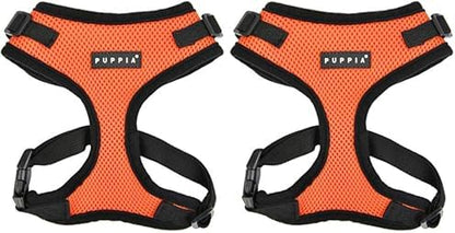 Puppia Authentic RiteFit Harness with Adjustable Neck Orange, Medium (Pack of 2)