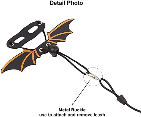 ADOGGYGO Black Bearded Dragon Leash Harness, 3 Size Pack, Cool Bat Wing