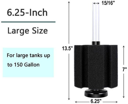 AQUANEAT Aquarium X Large Bio Sponge Filter Breeding Fry Fish Tank (X Large up to 150Gal) (Pack of 3)