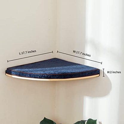 LIORCE Wall Mounted Corner Cat Bed - Cat Shelf with Comfortable Cushion - Minimalistic Cats Furniture for Indoor Cats - Climbing Perch for Wall,Cream