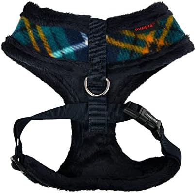 Puppia Norman Dog Harness Over-The-Head Warm Winter Checkered Pattern Adjustable Chest for Small and Medium Dog, Navy, Small