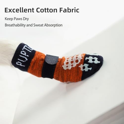 PUPTECK Anti-Slip Dog Socks with Double Sides Grips for Small Medium Large Dogs Hardwood Floors Prevents Licking, Dog Shoes for Hot Pavement Traction Control Paw Protector for Senior Dogs