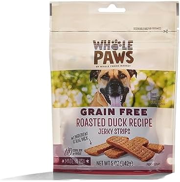 Whole Paws, Grain-Free Jerky Dog Treats, Roasted Duck Recipe, 5 Ounce