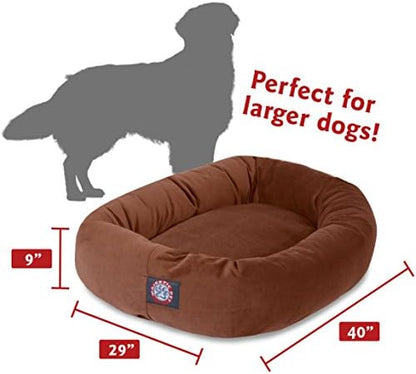 Majestic Pet 40 Inch Suede Calming Dog Bed Washable 40x29x9 (Inch) – Cozy Soft Round Donut Dog Bed with Spine Support for Dogs to Rest Their Head - Pet Bed Large – Rust