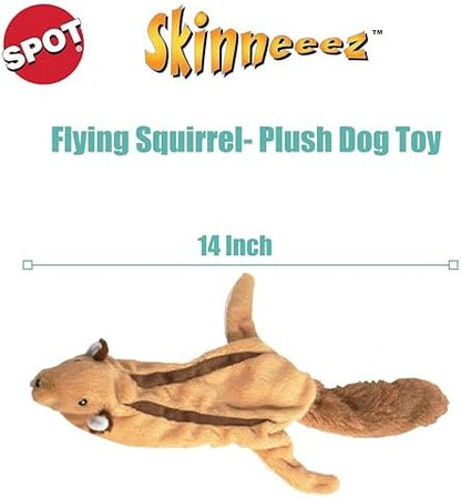 SPOT Skinneeez Flying Squirrel 14 Inch Stuffing-Free Plush Squeaky Dog Toy – Soft Tug-of-War Toy for Small and Medium Dogs – Mess-Free Interactive Chew Toy for Moderate Chewers