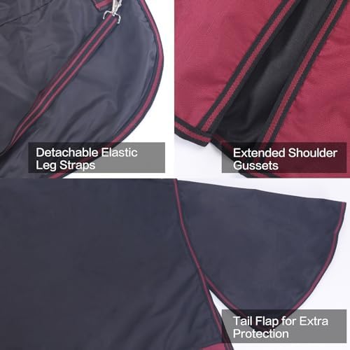 1200D Horse Blanket, 0g No-Fill Waterproof Turnout Rain Sheet