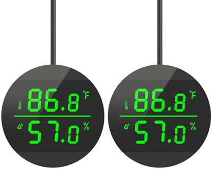 QZQ Reptile Thermometer and Humidity Gauge, Digital Display, 2-Pack Black