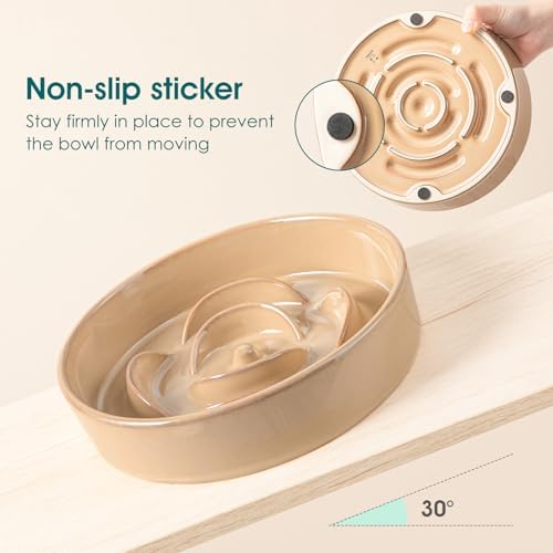 vancasso Ceramic Slow Feeder Dog Bowl, 1.5 Cup Puzzle Dish for Medium Breed