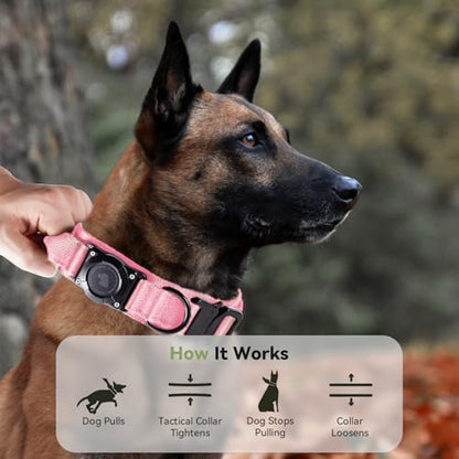 2026 Upgrade Waterproof Tactical AirTag Dog Collar, Built in AirTag Holder