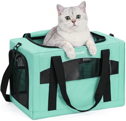 Pecute Cat Carrier Stable, Pet Carrier with Privacy Partition,Light Green