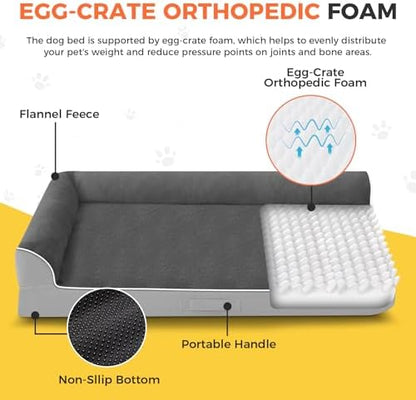 Orthopedic Dog Bed for Medium Size Dog, 36"x27", Grey Flannel