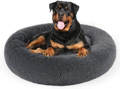 Calming Dog Beds XLarge Sized Dog Donut Washable Bed 44inchs, Dgrey