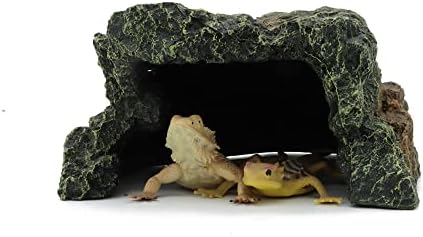 JIHAQUA Reptile Rock Hide Cave Aquarium Habitat Decor Tortoise Hideout