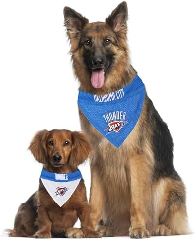 Pets First NBA Dog Bandana - Oklahoma City Thunder Reversible Pet Bandana. 2 Sided Home & Away Sports Bandana with a PREMIUM Embroidery TEAM Logo, Large/X-Large