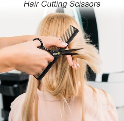 CIICII Hair Cutting Scissors Shears Kit, 6.7″ Barber Scissors Set (Black)
