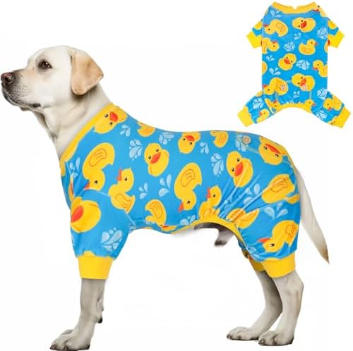 KYEESE Velvet Dog Pajamas for Medium Large Dogs Soft Onesie, Rubber Duck
